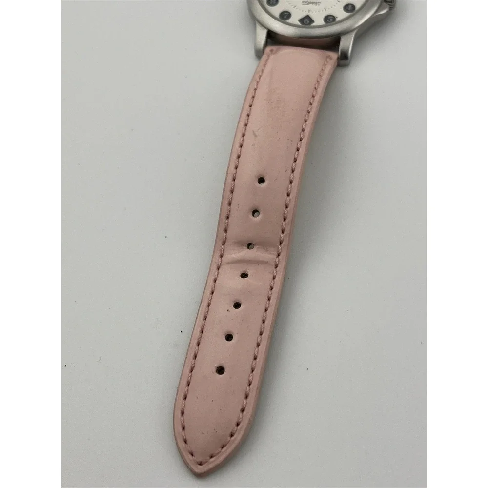 Vintage‎ Espirit Watch Women 35mm Silver Case Pink Leather Band- New Battery